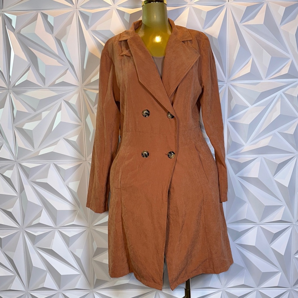 Women's Double-Breasted Tan Coat